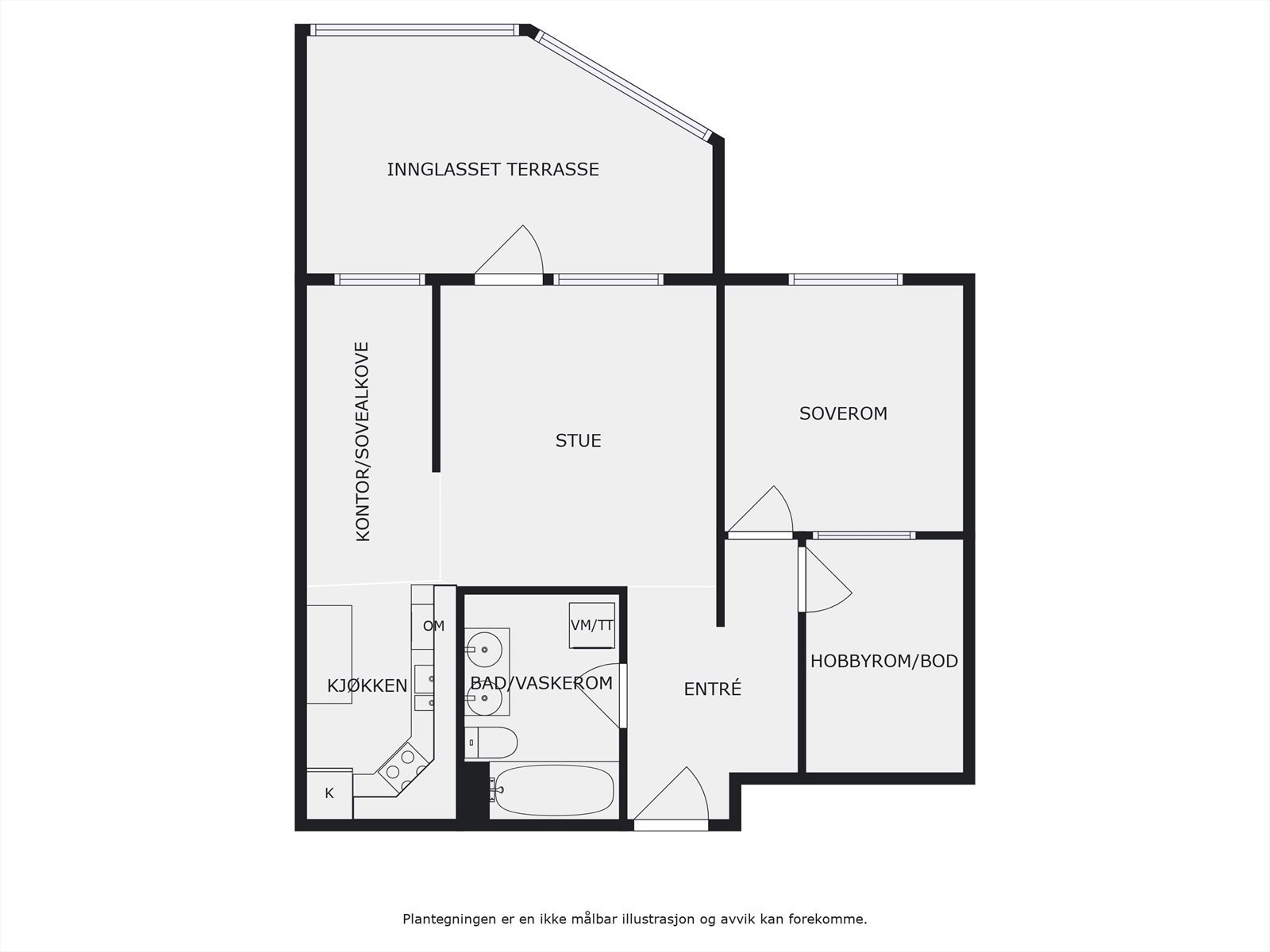 Plantegning 3. etasje. I tillegg disponerer leiligheten en kjellerbod på ca. 5m². Heis i bygget. Galleribilde