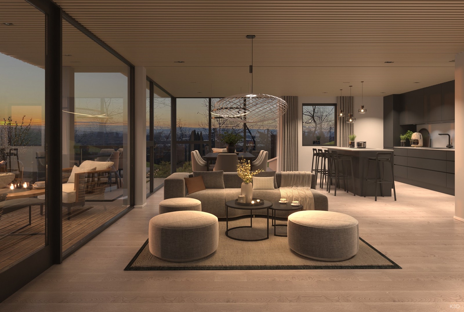 Illustrasjonsfoto stue/ kjøkken. Avvik kan forekomme. Galleribilde