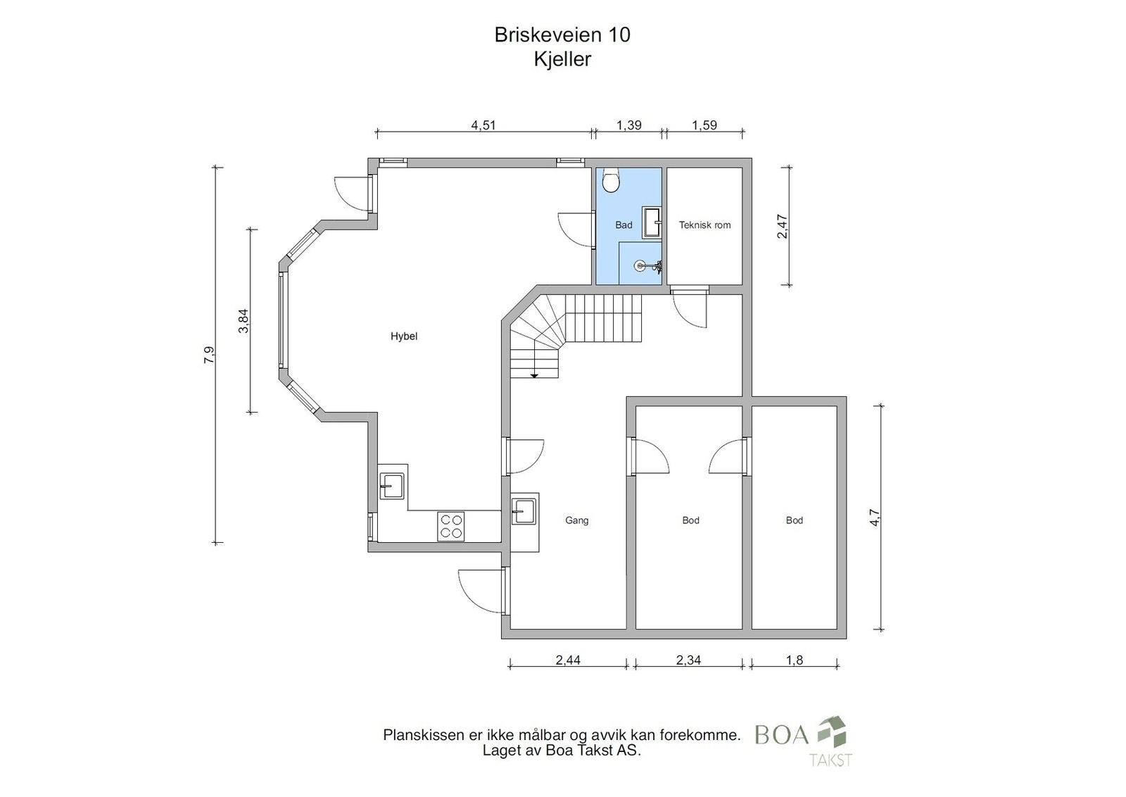 Alt. plantegning med hybel Galleribilde