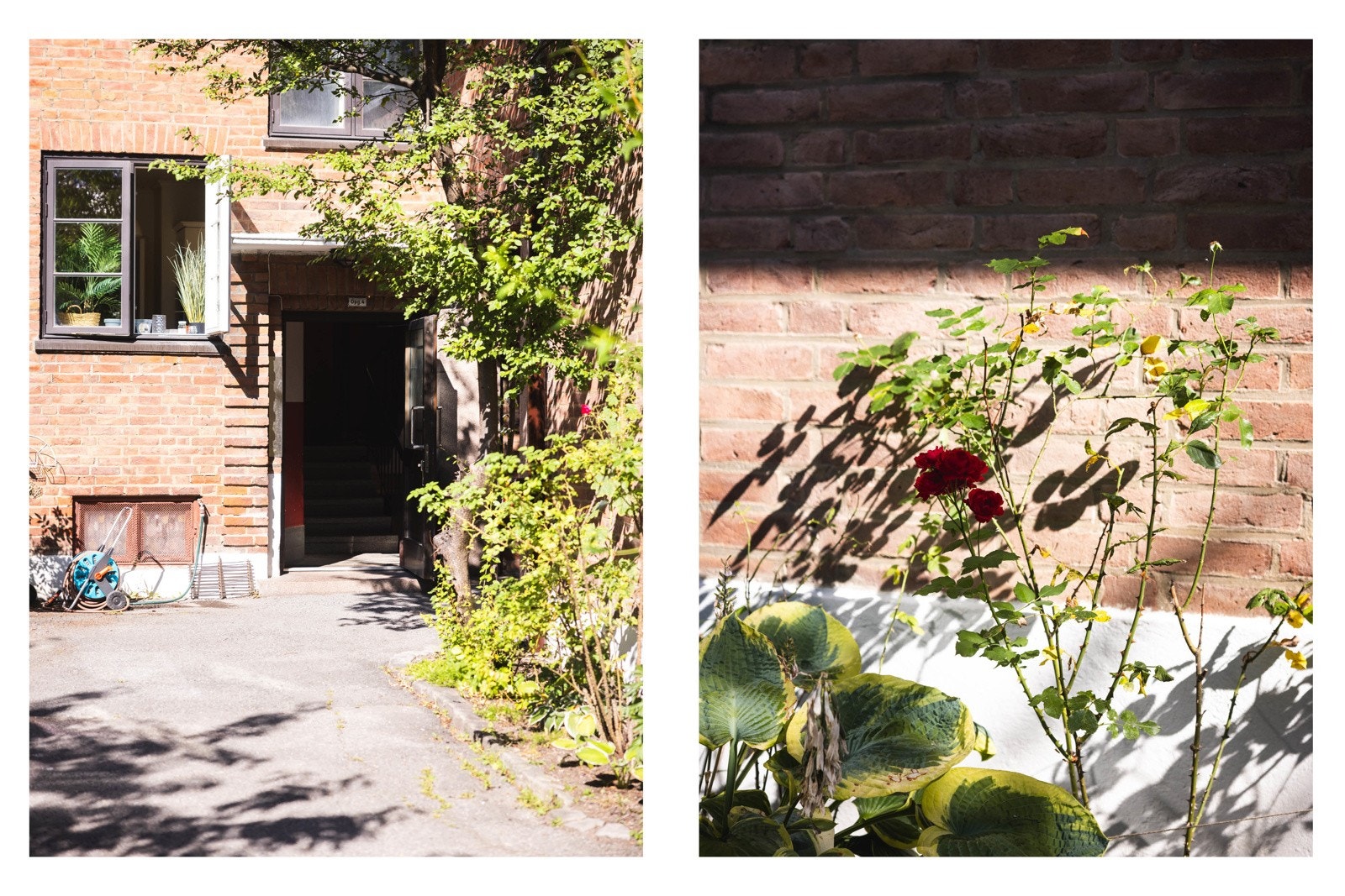 Et utrolig hyggelig inngangsparti fra en stor bakhage. Galleribilde