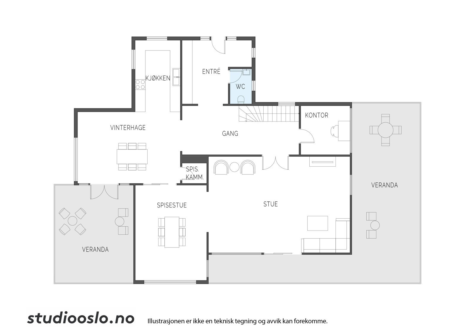 Planløsning 1. etasje Galleribilde