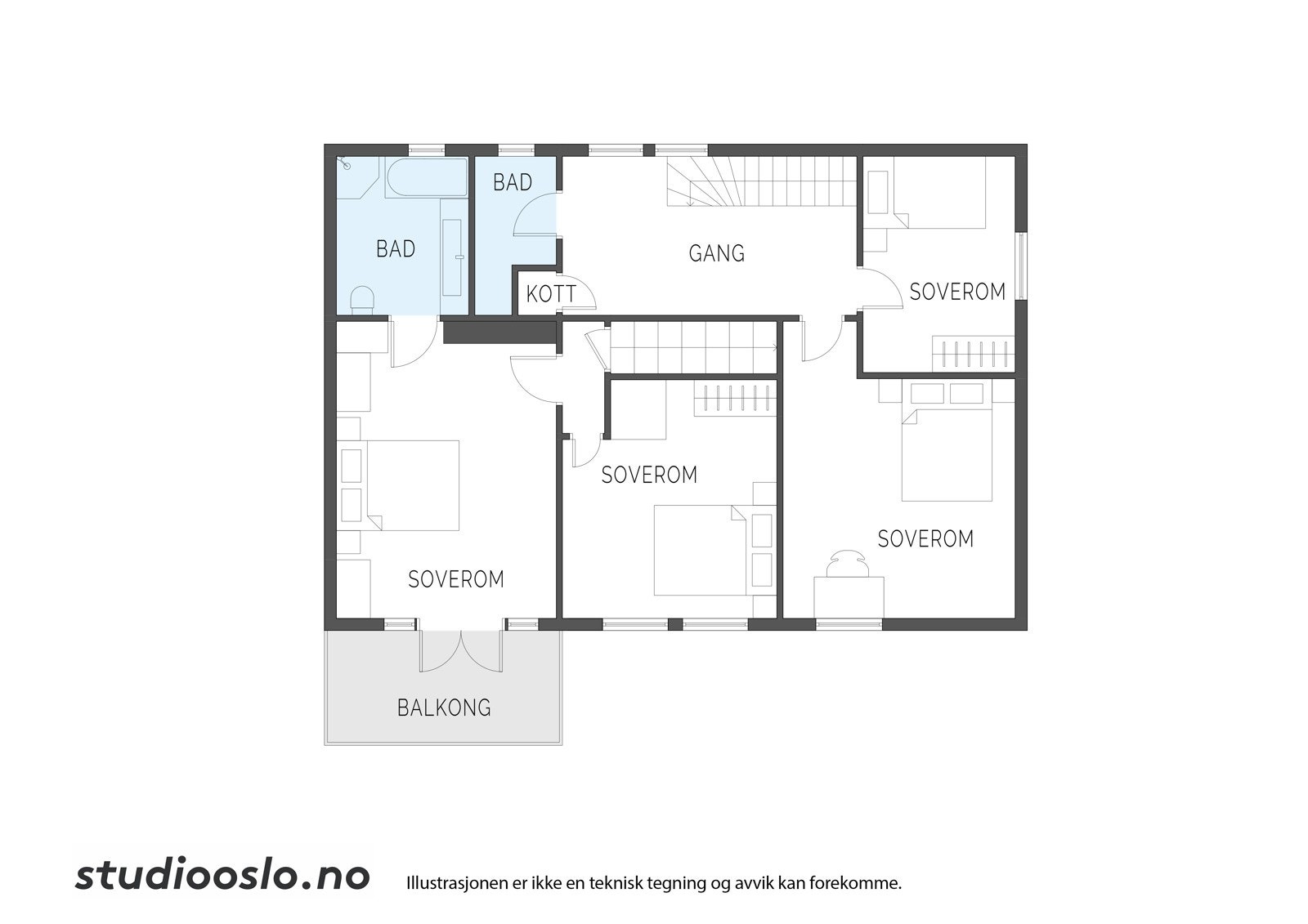 Planløsning 2. etasje Galleribilde