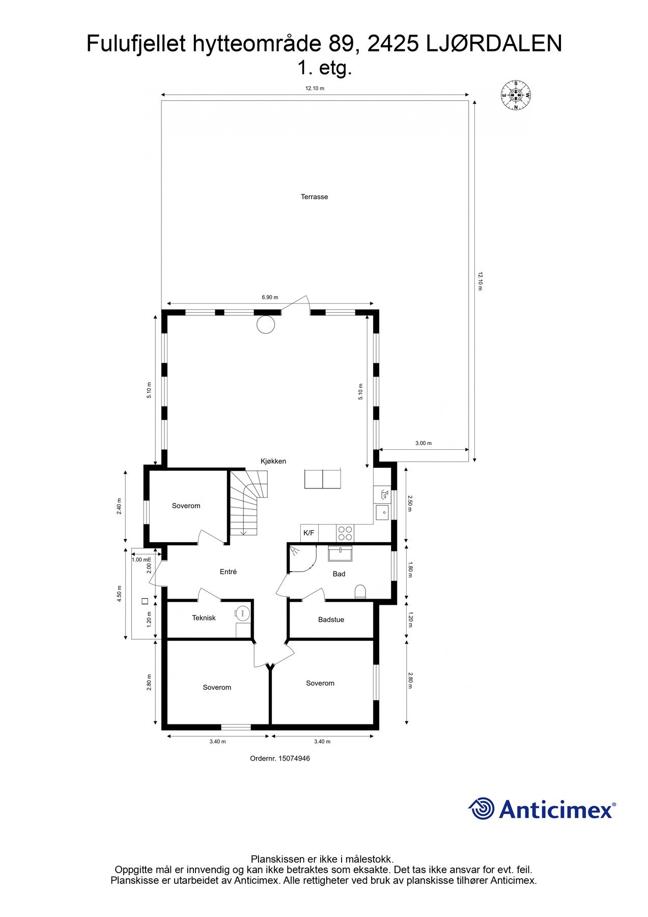 Vi starter i hovedetasjen, men først planskisse så du får orientert deg litt før du ser videre. Galleribilde