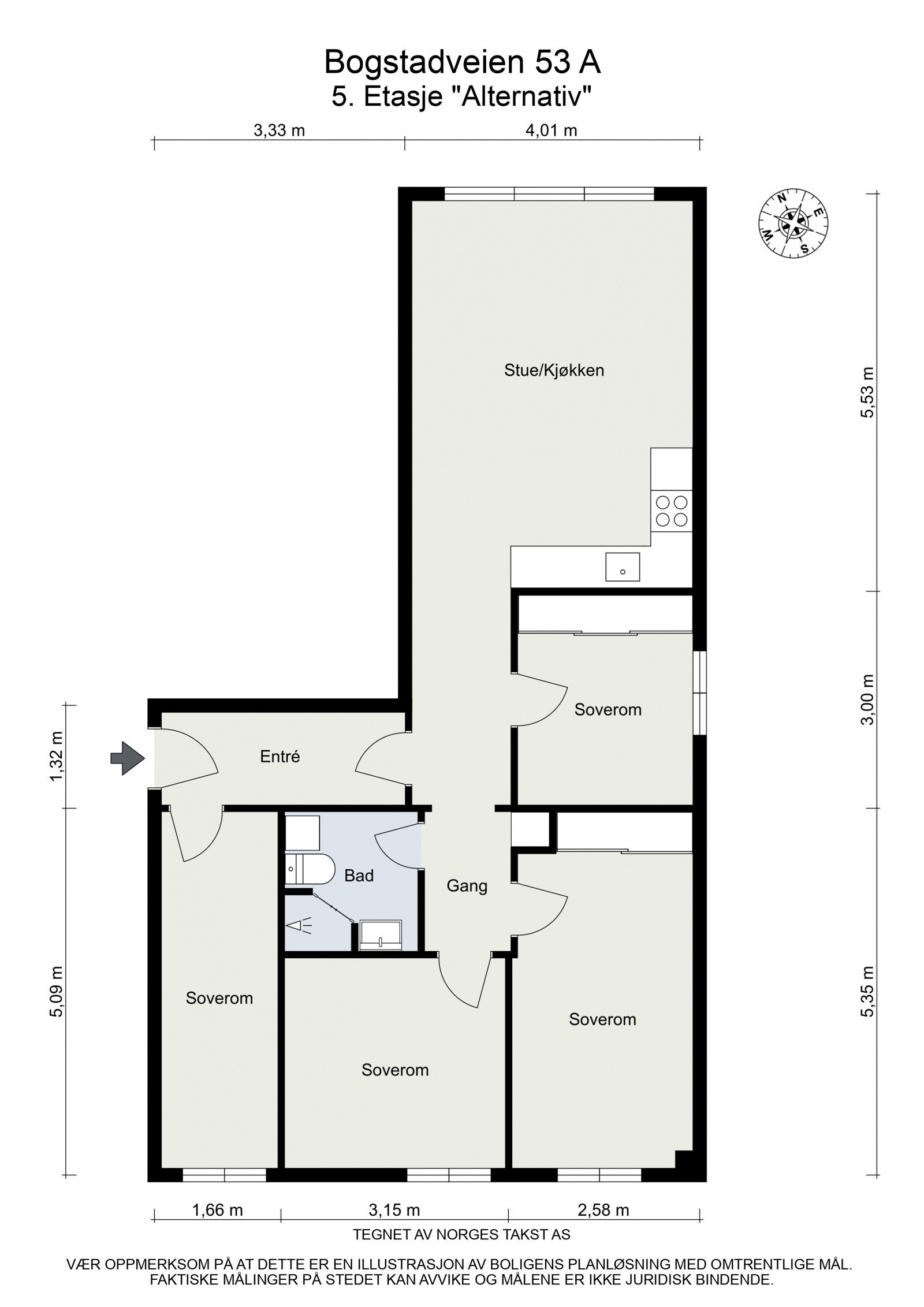 Floorplan letterhead - Bogstadveien 53 A - 5. Etasje _Alternativ_ - 2D Floor Plan Galleribilde