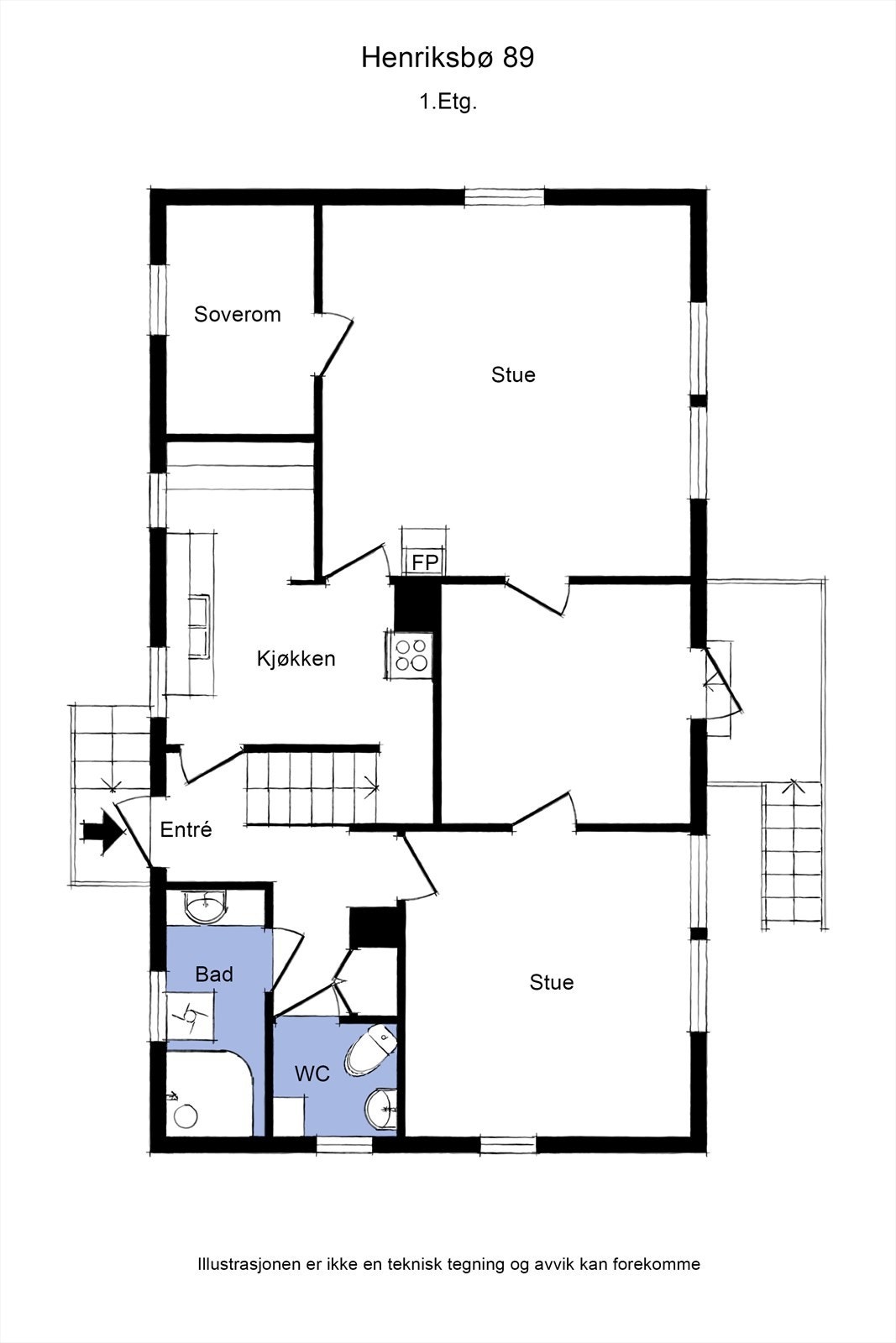 Plantegning 1.etg Galleribilde