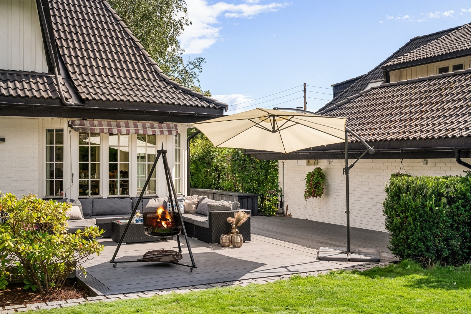 Hele uterommet er uten innsyn og godt skjermet for vind, slik at sommeren kan nytes til fulle fra sent til tidlig. Galleribilde
