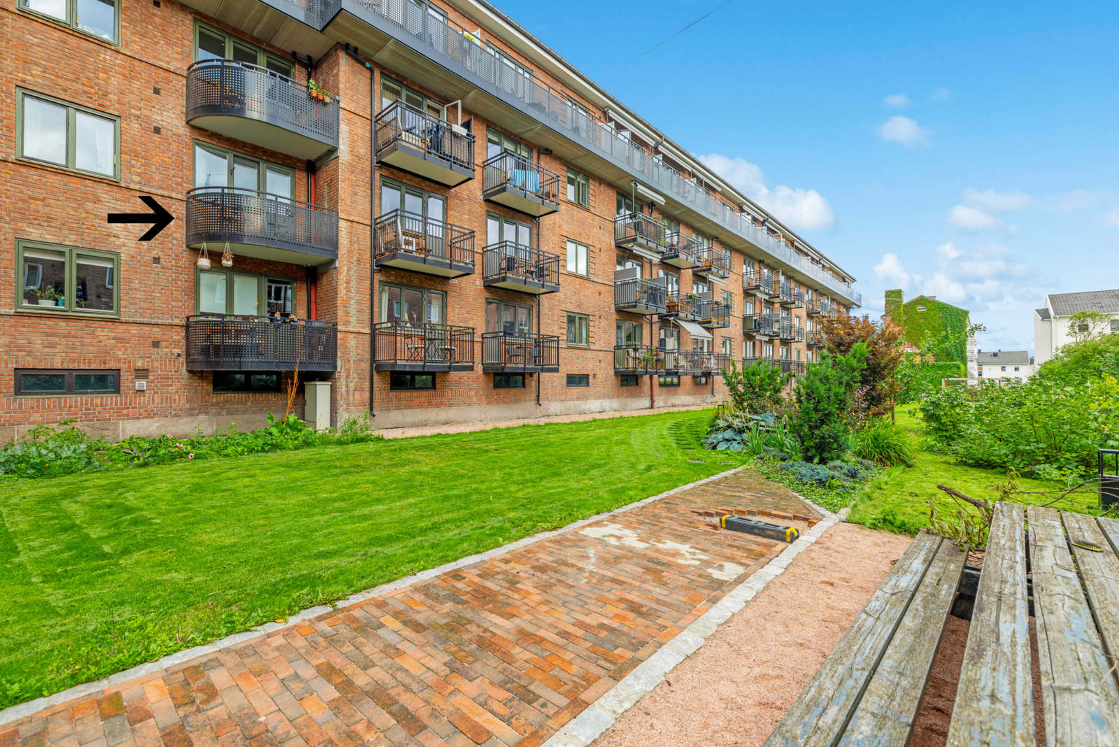 Her ser du balkongen fra fellesarealene. Galleribilde