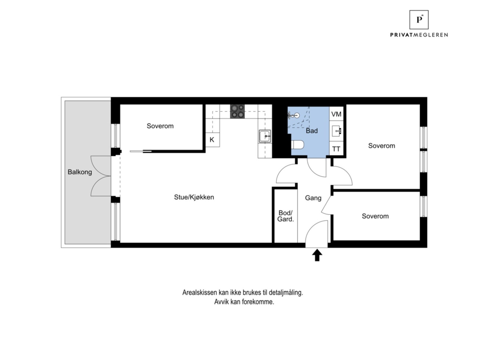 Planillustrasjon. Her er fleksibilitet ift. innredning av separat TV-stue/kontor/leserom. Galleribilde