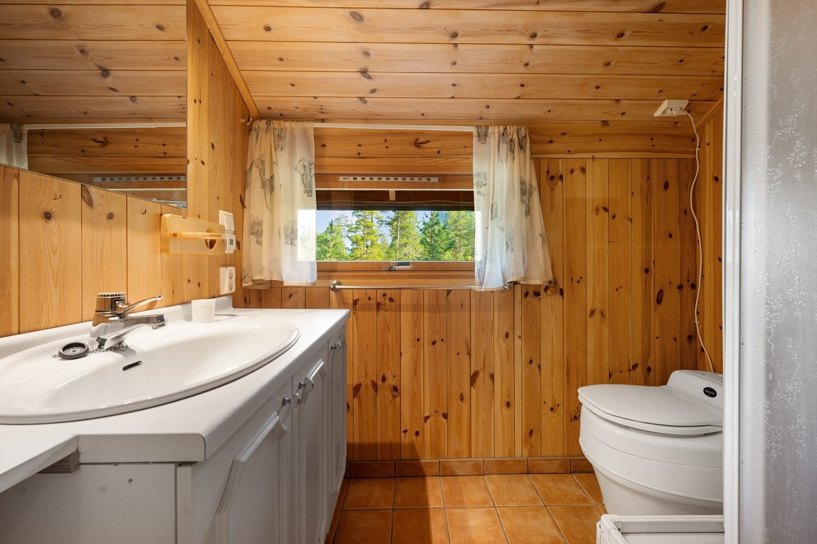 I hytta er det også et velfungerende bad, med Separett hyttetoalett. Vann fra vanntank. Galleribilde