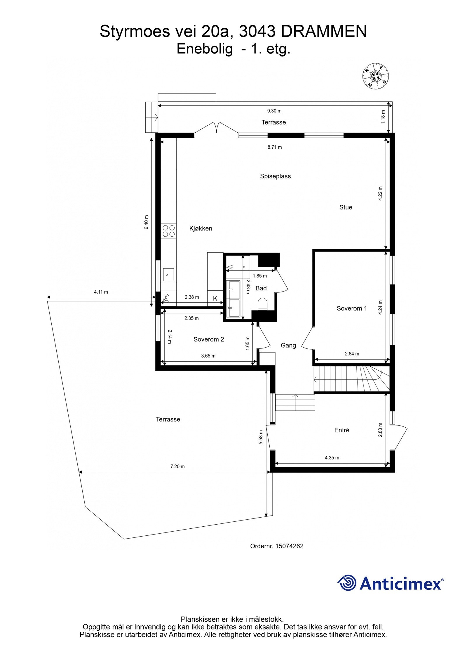Plantegning hovedetasje. Galleribilde