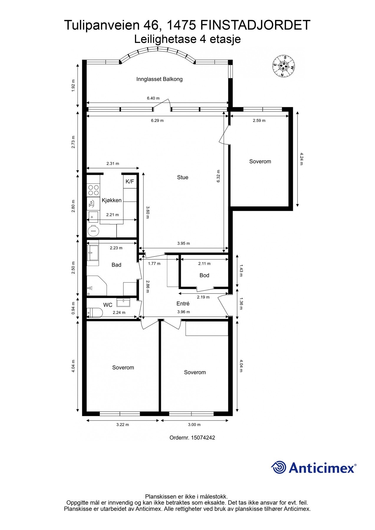 For en ekstra liten oversikt får du først se plantegningen over leiligheten. Galleribilde