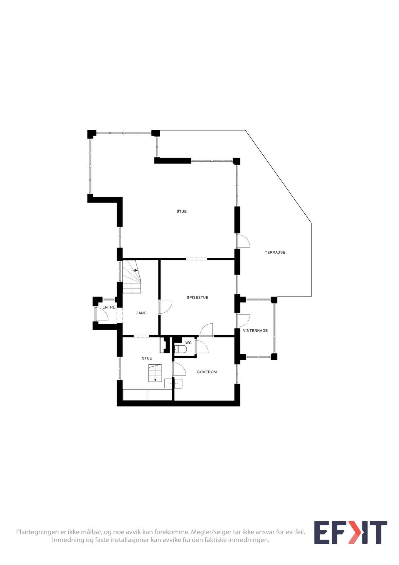 Plantegning Midtre Grøndokkvei 21, 1. etasje. Galleribilde