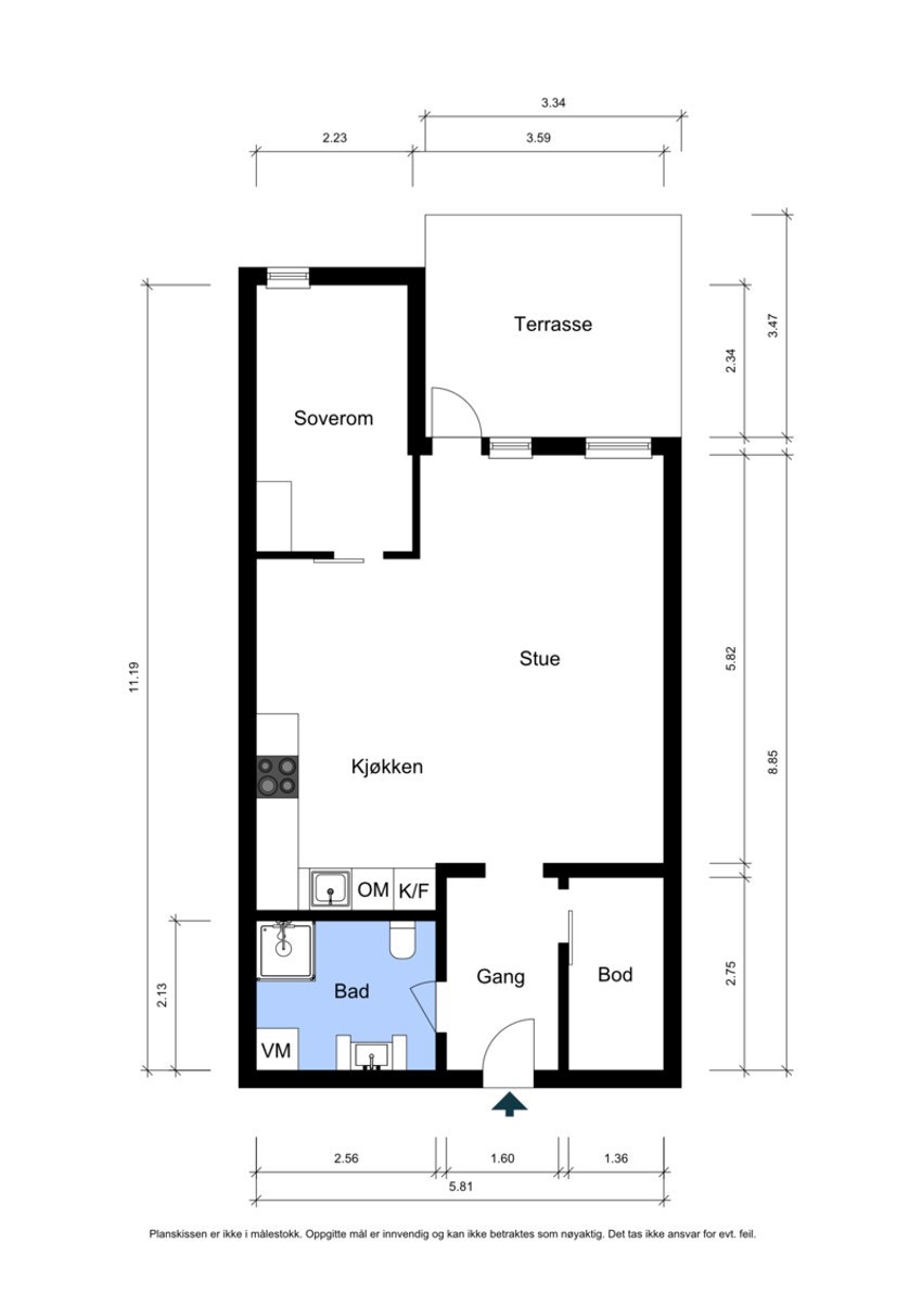 Ved hjelp av plantegningen kan du se for deg rominndeling før du kommer til visning. Galleribilde