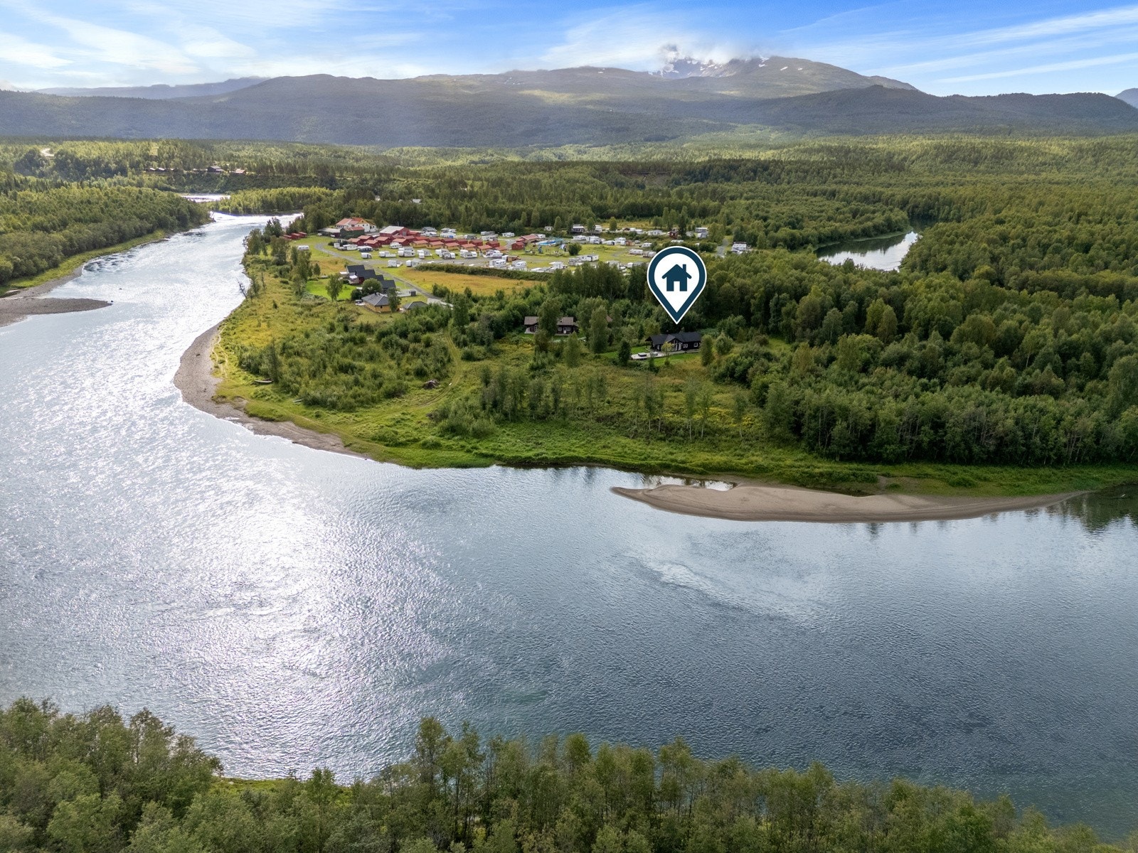 Flott beliggenhet i nærheten av Målselvfossen camping