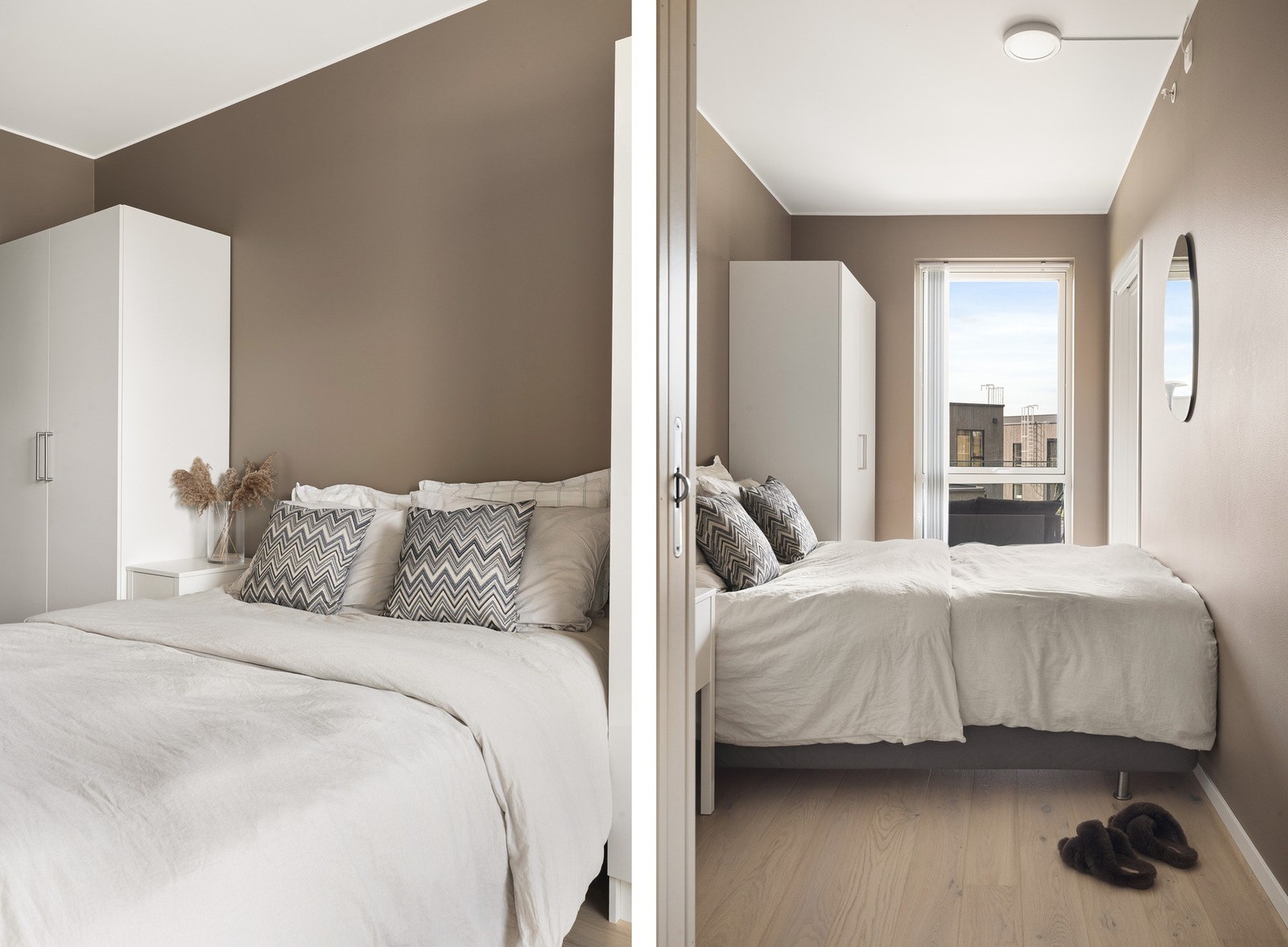 Det store vinduet slipper inn rikelig med naturlig lys og skaper en lys og hyggelig atmosfære i rommet." Galleribilde