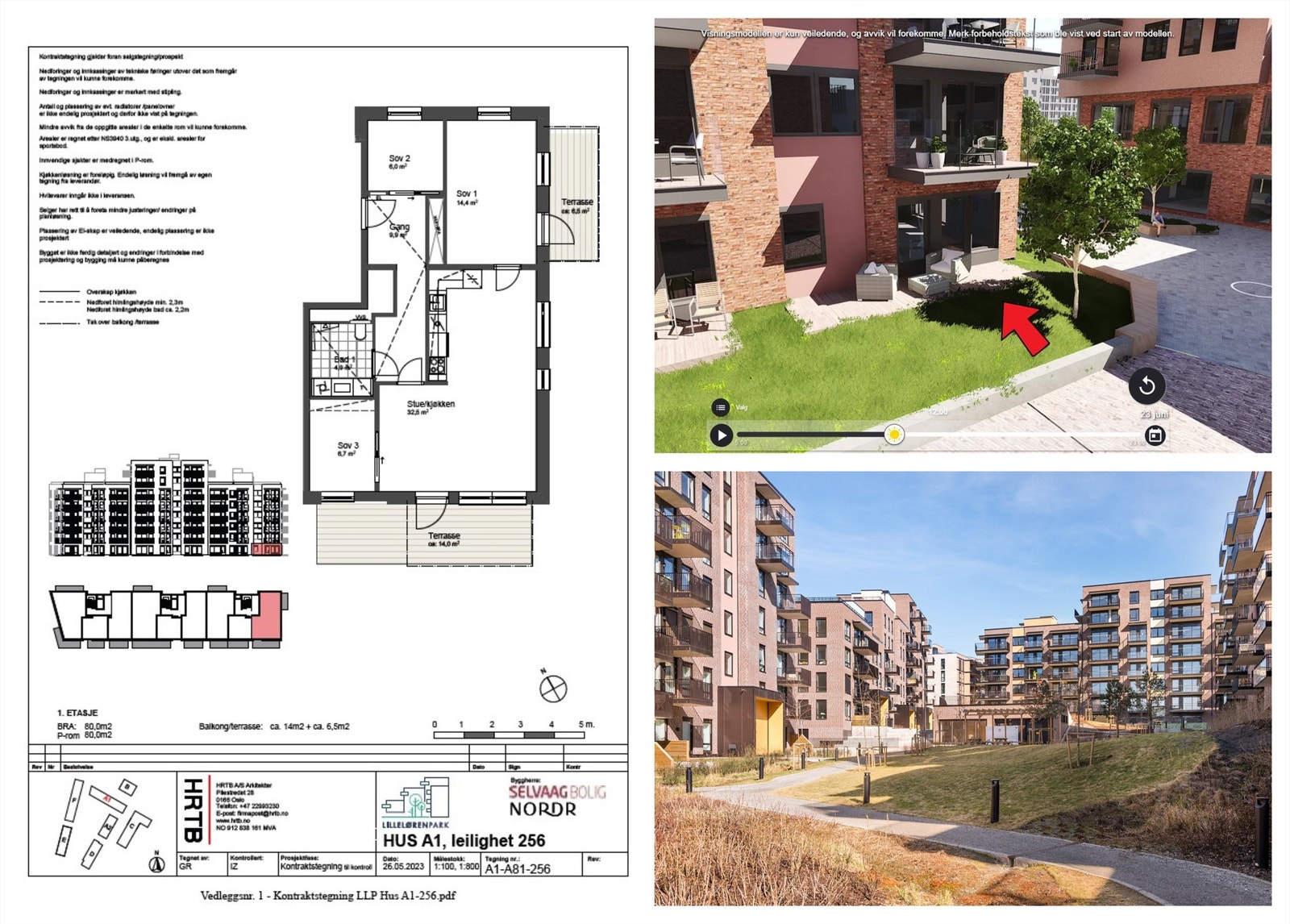 Salg av kontraktsposisjon | Ny 4-roms hjørneleilighet på Løren med 2 uteplasser på totalt 20,5 m². Overtakelse 13.10.2025 Galleribilde