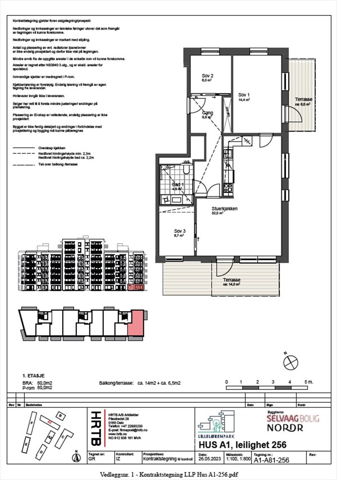 Kontraktegning A1-256. Det medfølger også en kjellerbod på ca. 5 m². Galleribilde