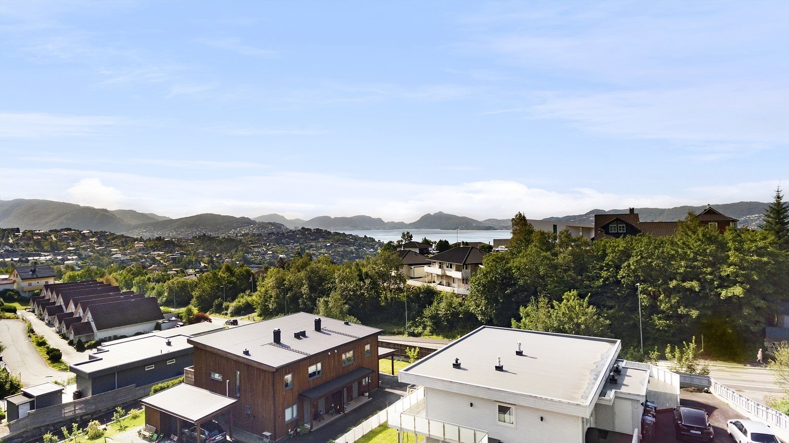 Dronebilde utsikt, tilsvarende bakkant tomt + 2 etasjer Galleribilde