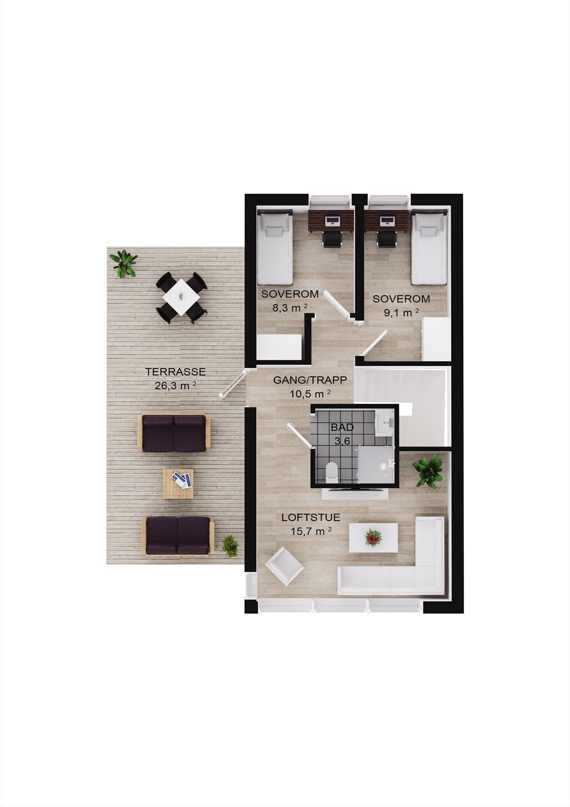 Plantegning Loftsetasje. Galleribilde