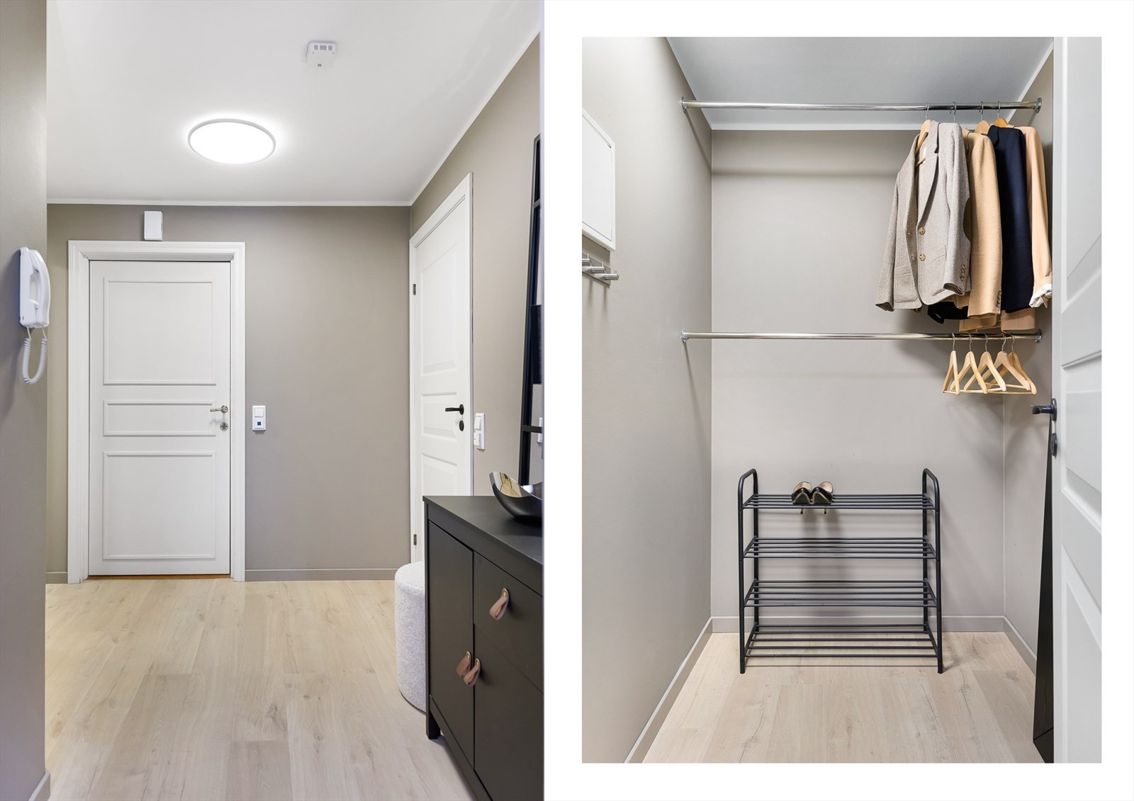 Inngangsparti med tilstøtende garderobebod. Galleribilde