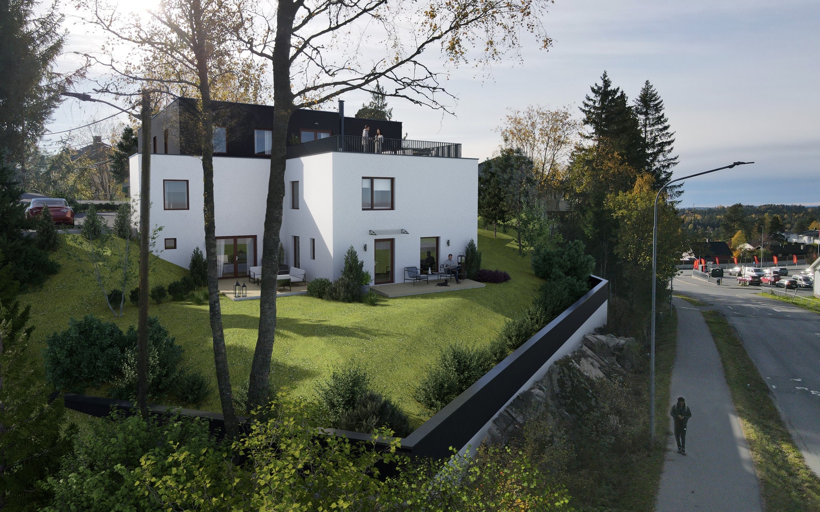 (Illustrasjonsfoto av nordre del av tomannsboligen - når ferdigstilt) Galleribilde