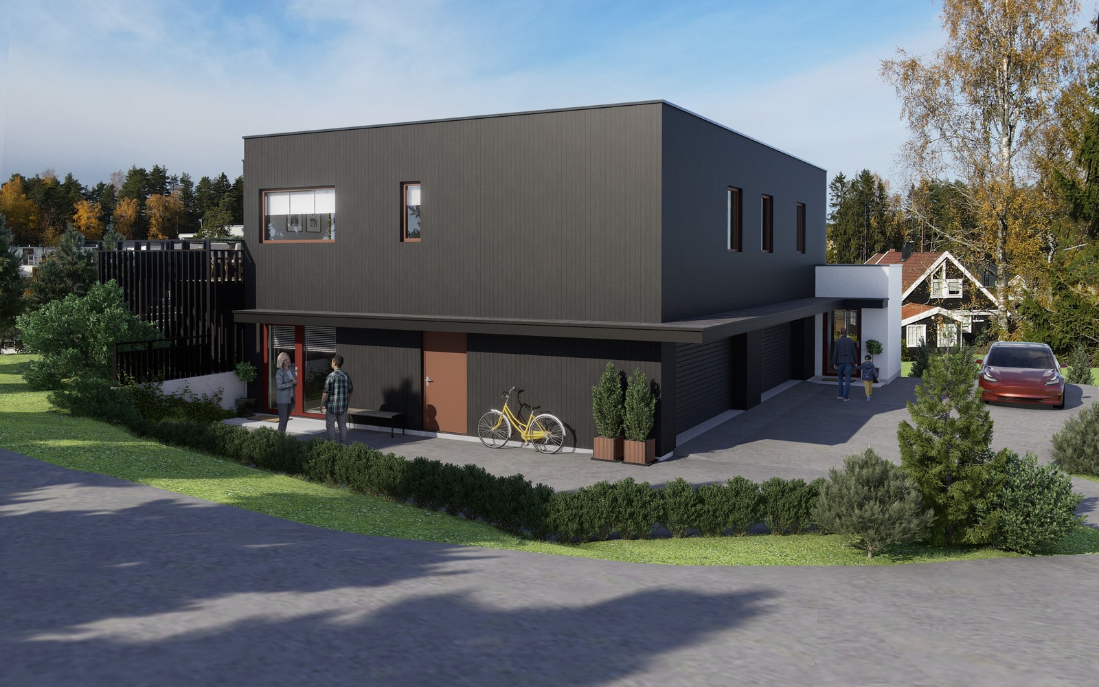 (Illustrasjonsfoto av søndre del av tomannsboligen - når ferdigstilt) Galleribilde