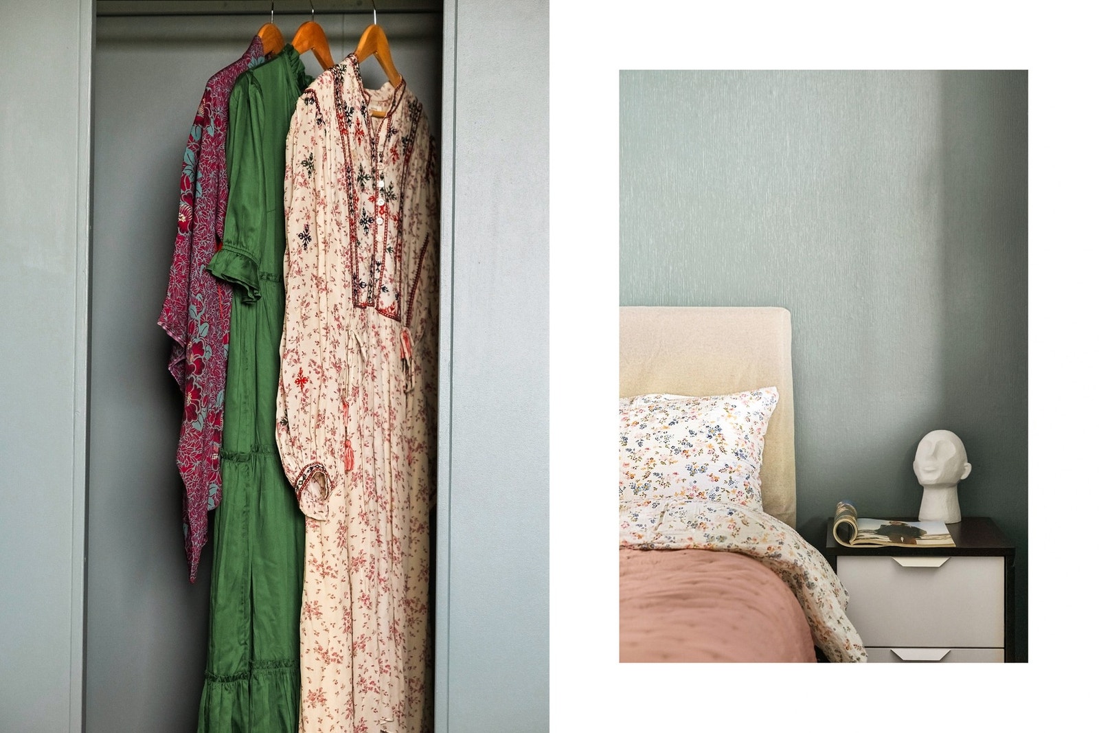 Rommet er malt i en dus blå farge, for en behagelig natts søvn Galleribilde