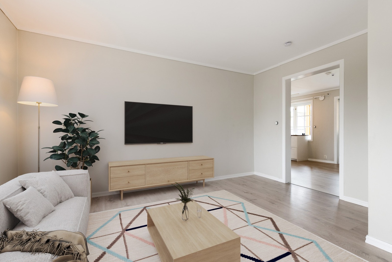 Leiligheten ble tilnærmet totalrenovert i 2017. Nye vegger, gulv, tak, nytt elektrisk blant annet. Galleribilde