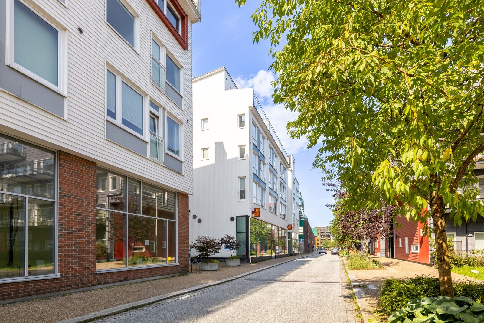 Pizzabakeren ligger i underetasjen av leilighetsbygget, praktisk hvis man trenger en rask middag. Galleribilde