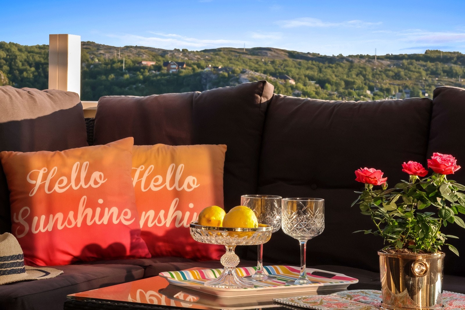 Om ettermiddagen kan man nyte solen i ro og fred på baksiden av huset Galleribilde