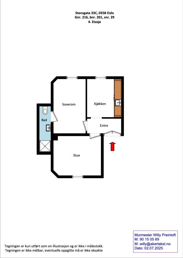 Plantegning Stensgata 33, 4. etasje Galleribilde