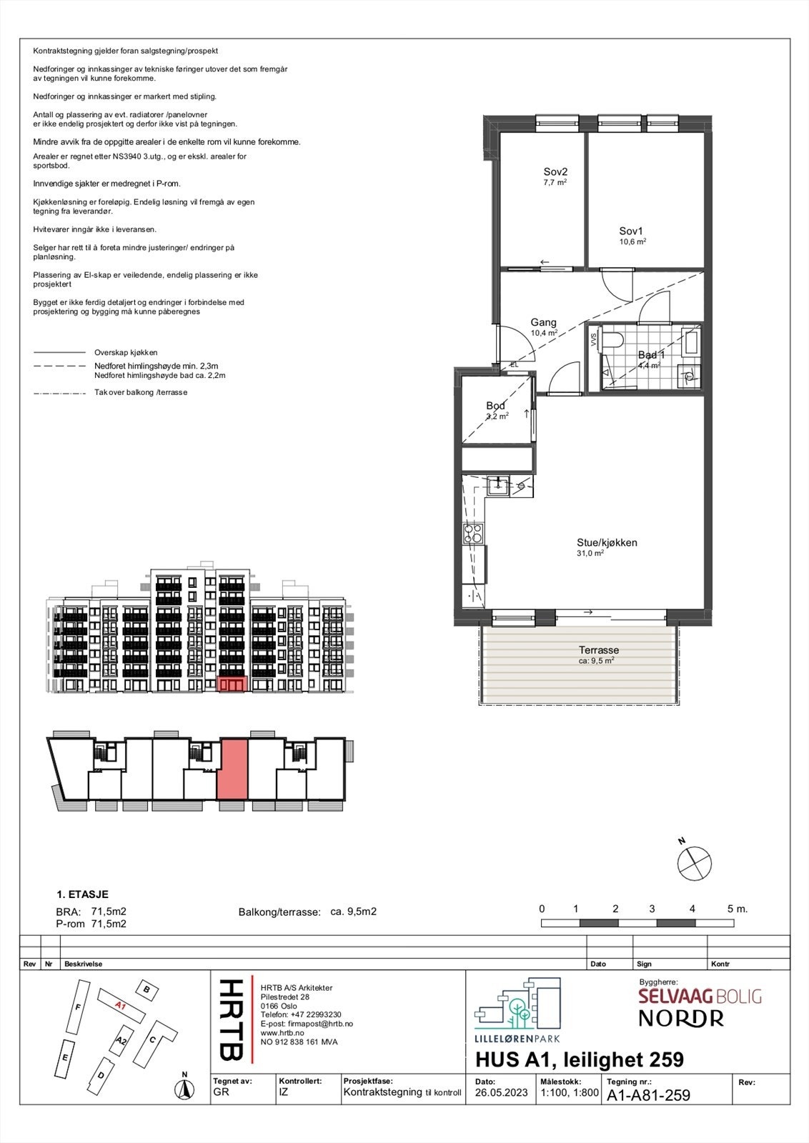 Kontraktstegning Hus A1-259. Galleribilde