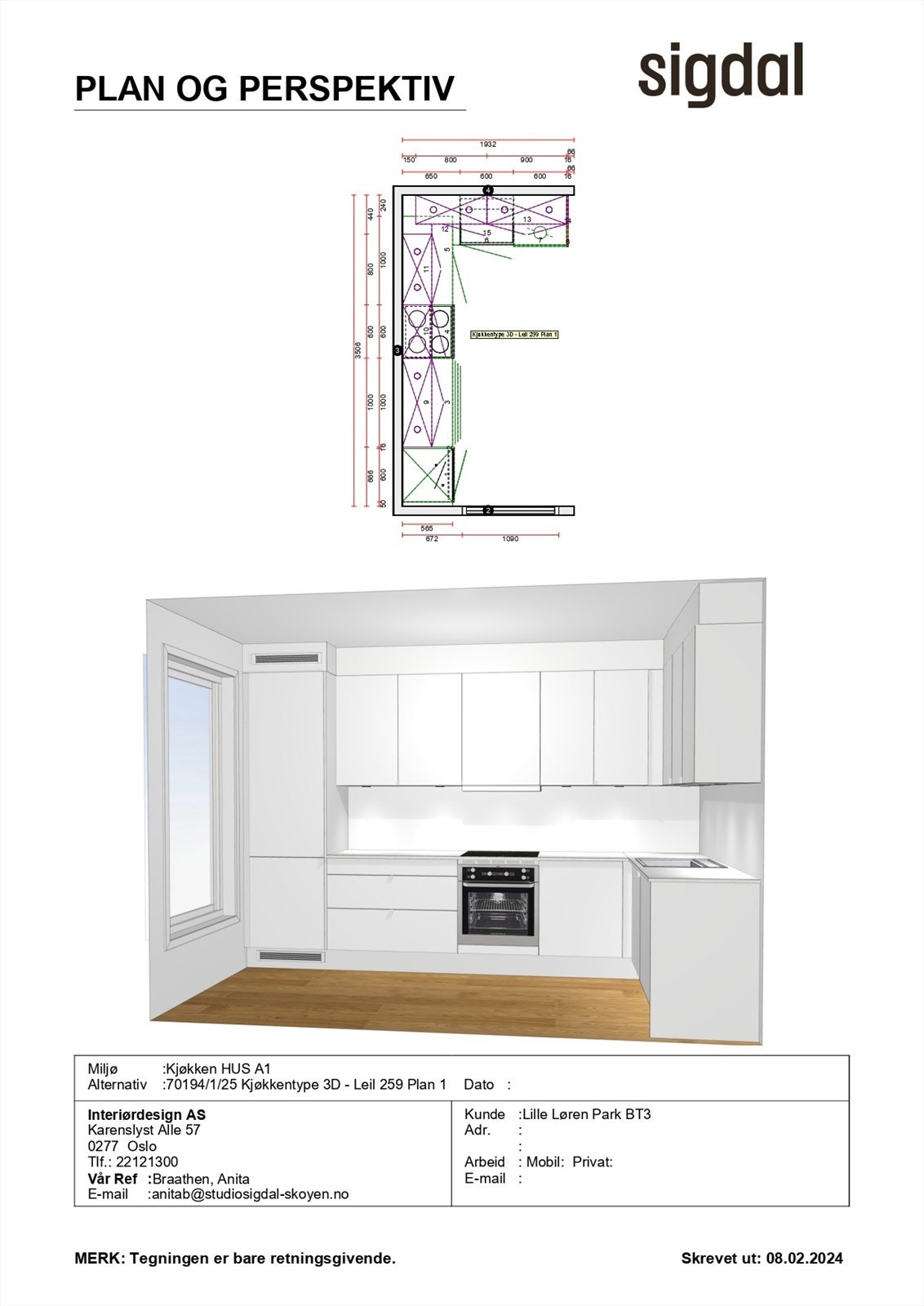 Kjøkkentegning. Galleribilde