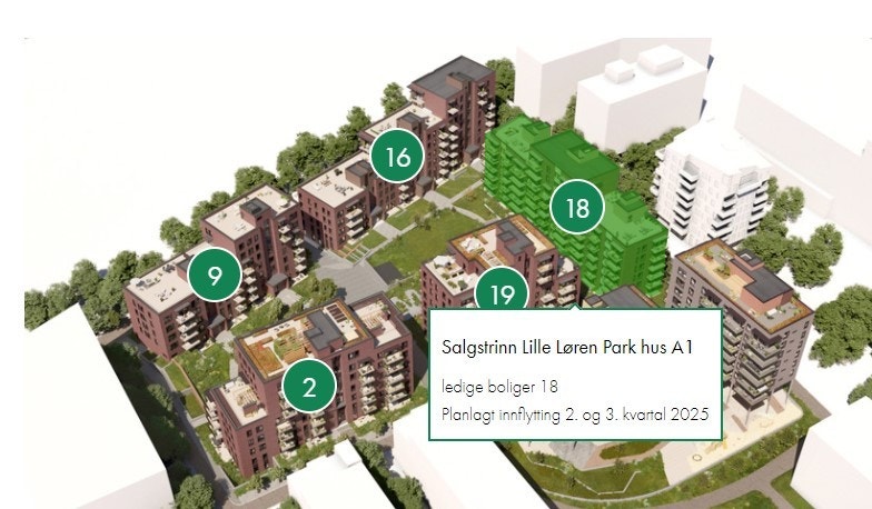 Kunstnerisk illustrasjon av bygg A1. Bilde lånt av Selvaag Bolig. Galleribilde