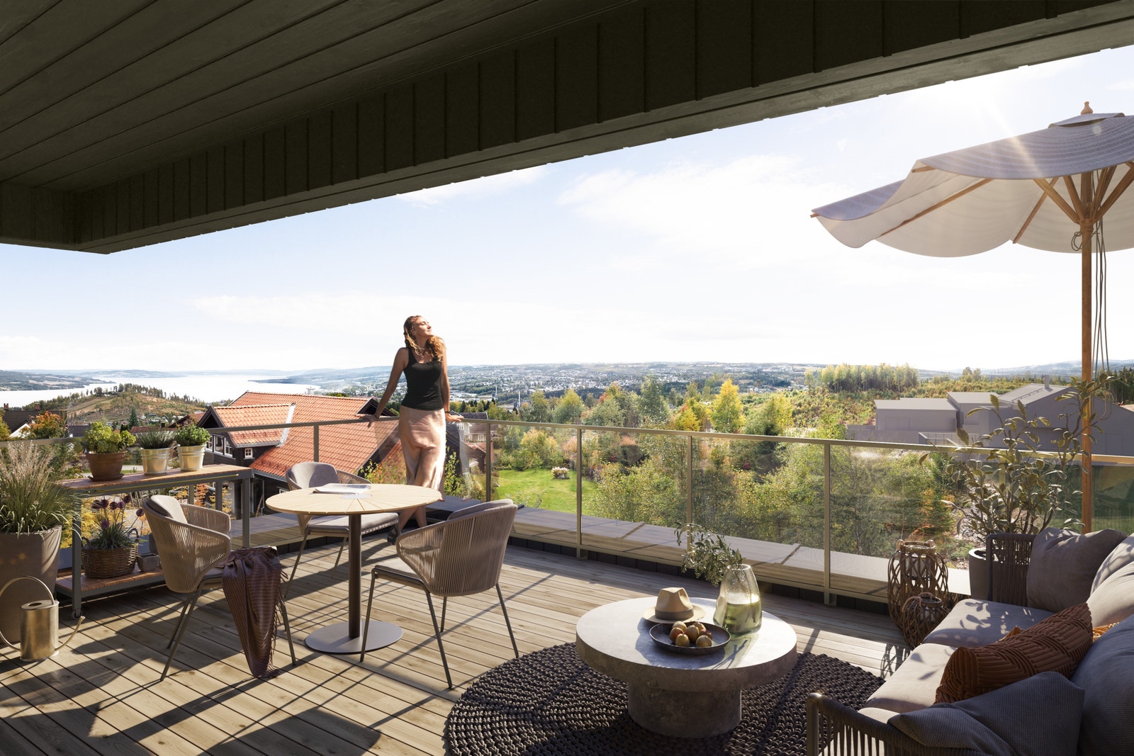 Illustrasjon fra terrasse på tomt 3 - bygg den boligen du har lyst på! Galleribilde