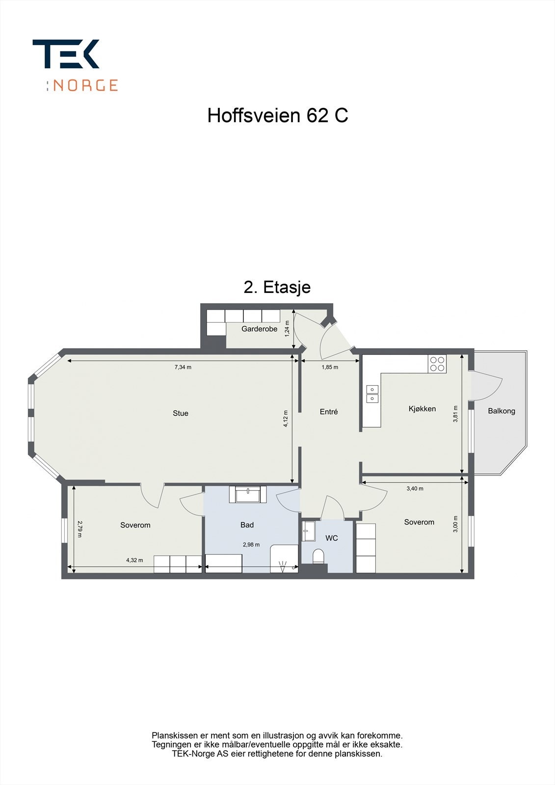 Plantegning Hoffsveien 62C, 2. etasje. Galleribilde