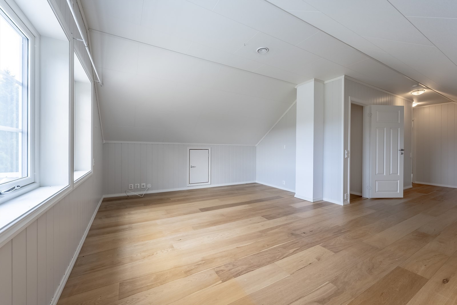 Énstavs eikeparkett er gjennomgående i alle boligens oppholdsrom Galleribilde