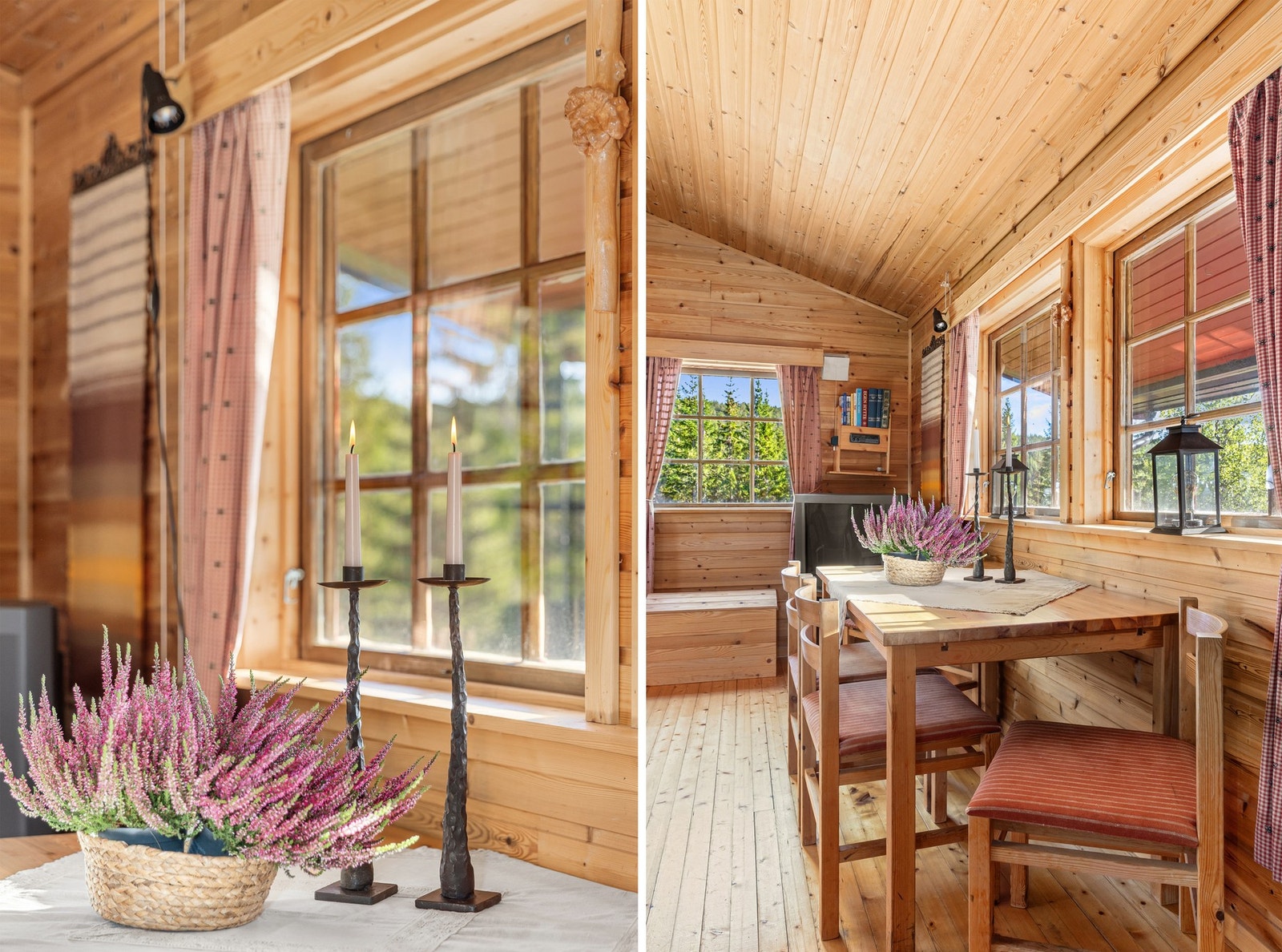 Klassiske trevinduer slipper rikelig med dagslys inn i både stue og kjøkken Galleribilde