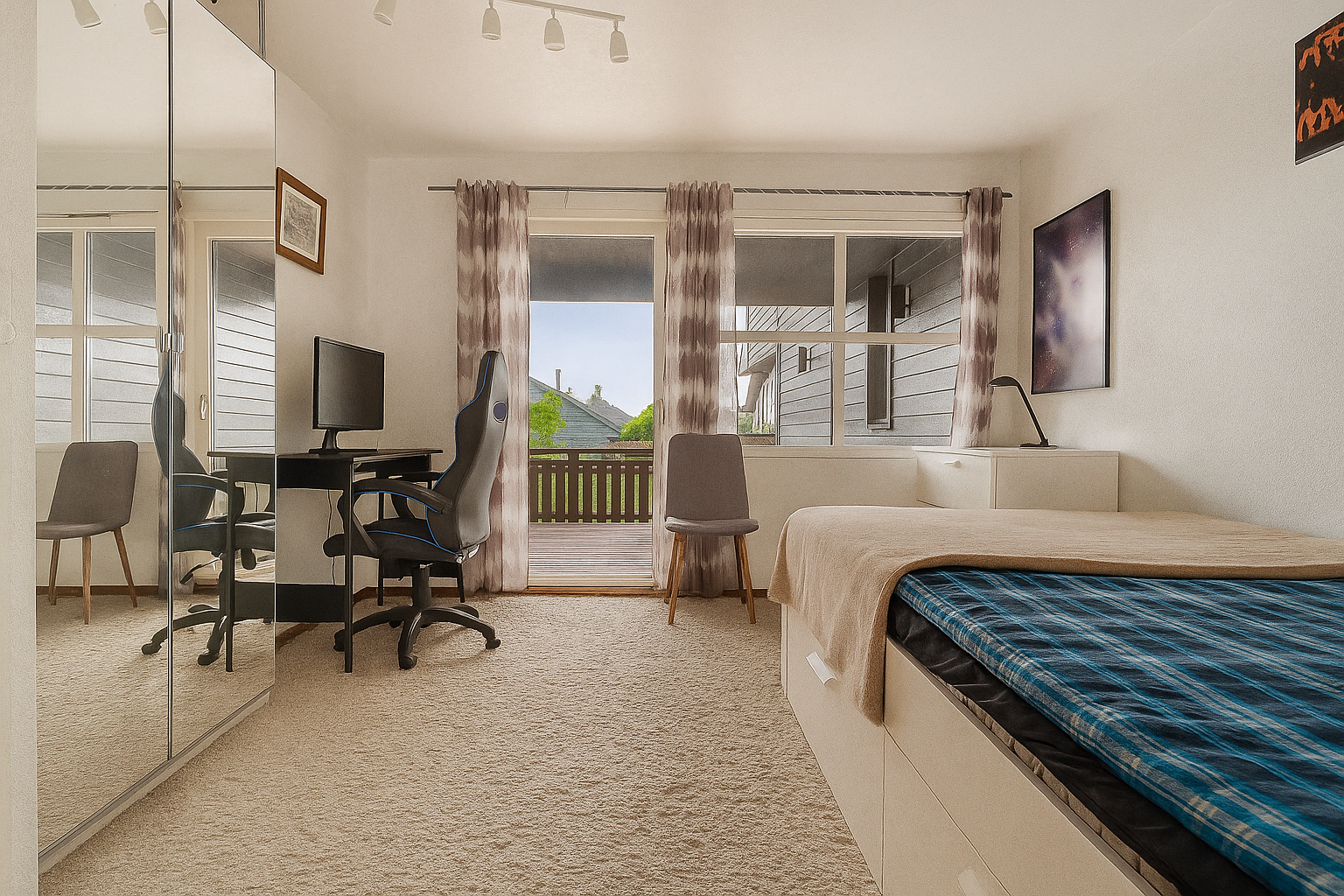 Dette soverommet passer ypperlig til barnerom, gjesterom eller kontor. Egen utgang til markterrassen. Galleribilde