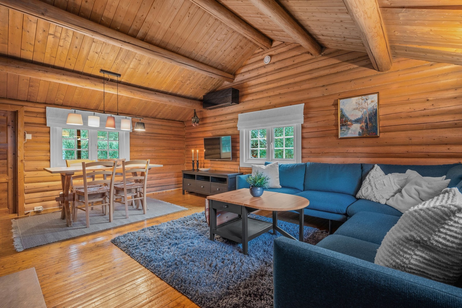 Det er peis og varmepumpe som gode oppvarmingskilder. Galleribilde