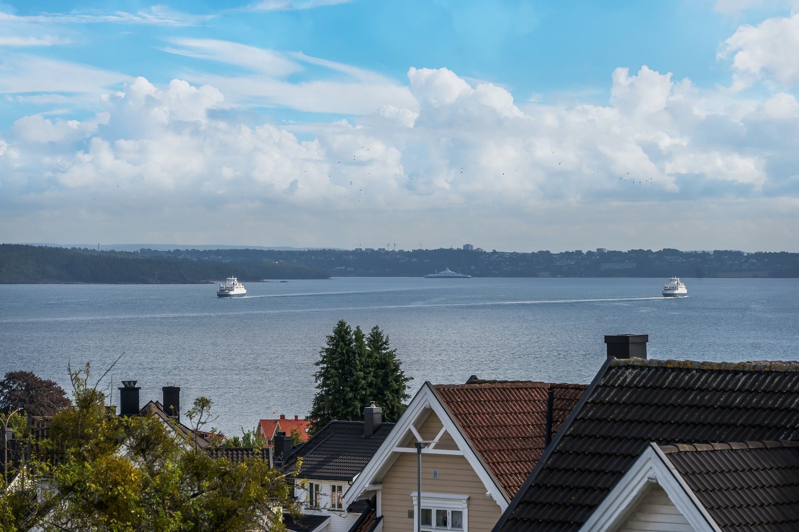 Flott utsikt over skipstrafikken i Oslofjorden. Galleribilde
