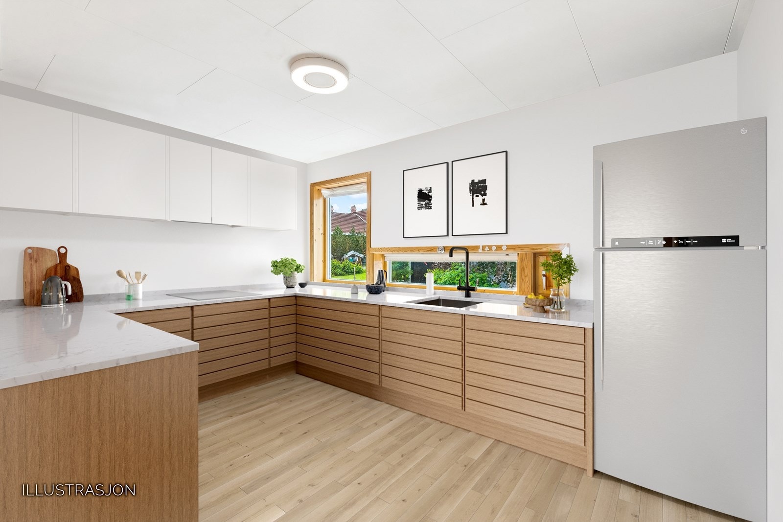 Illustrasjon av hvordan oppussing av kjøkkenet kan se ut. Galleribilde