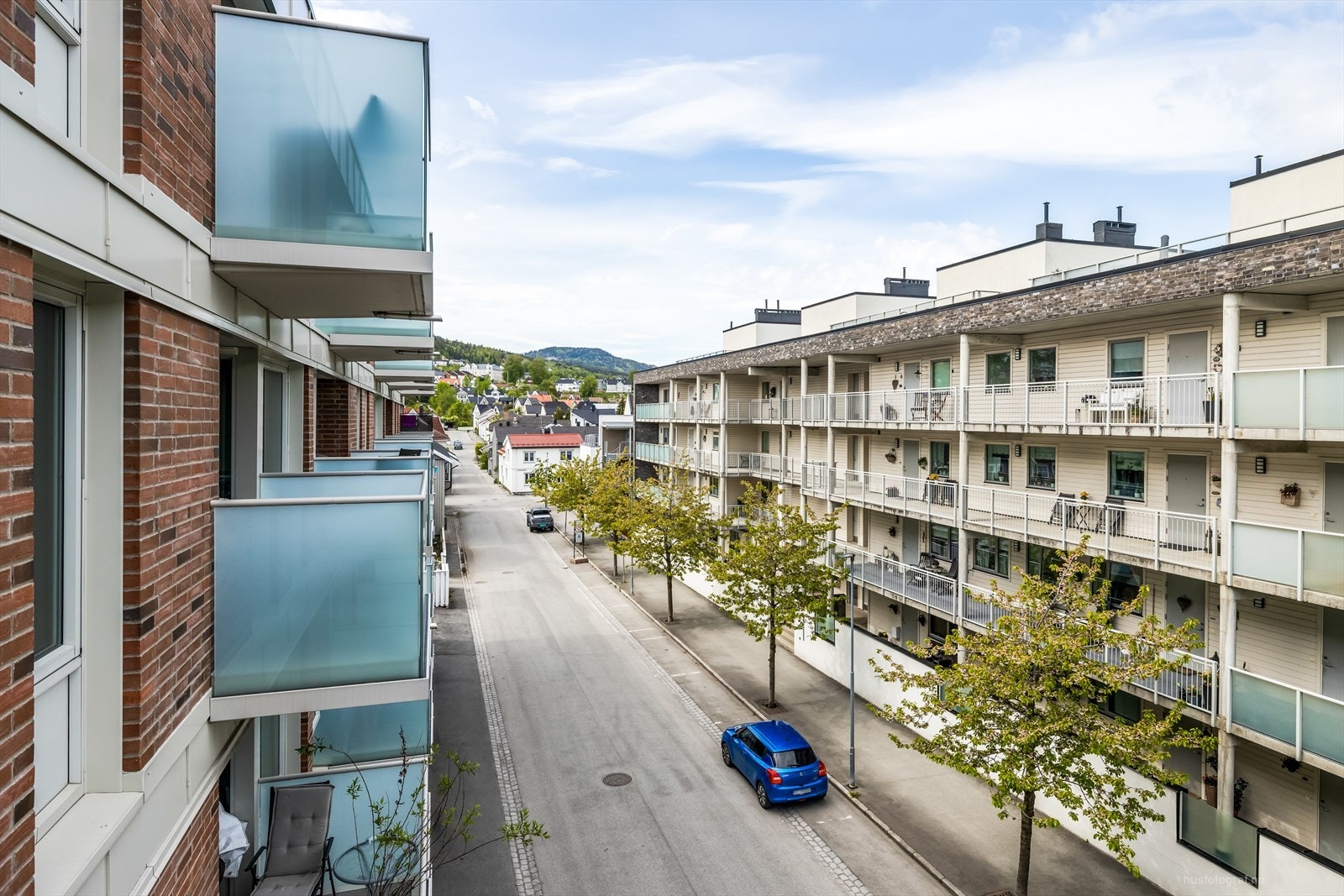 Fra balkongen er det hyggelig utsyn over området og Drammen museum. Galleribilde