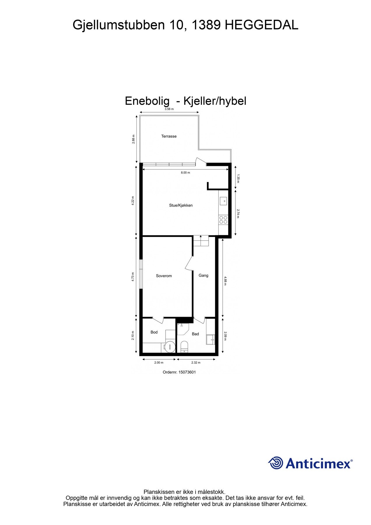 Plantegning hybelen. Galleribilde