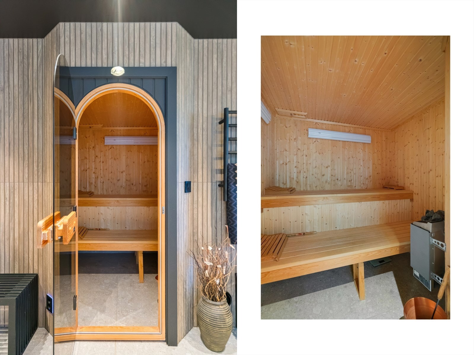 Badstue med god plass og utstyrt med elektrisk ovn Galleribilde