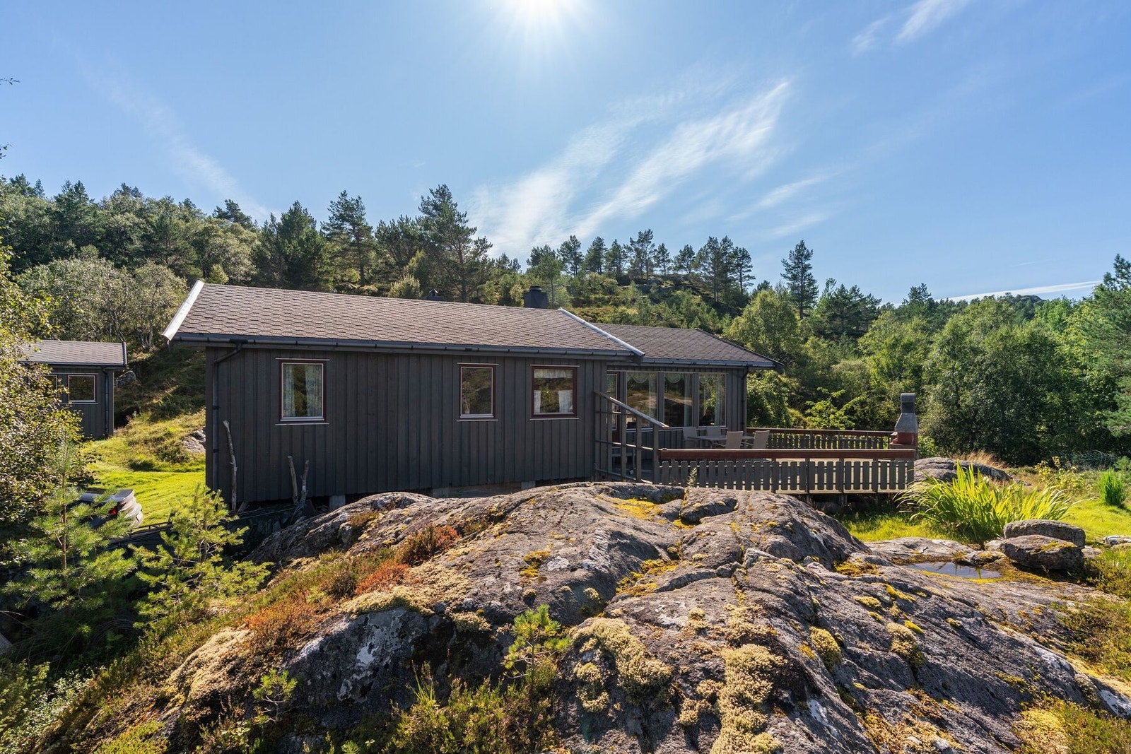 Uthuset ble oppført i 2005 og har et bruksareal på 24 kvm., Praktisk til oppbevaring av hagemøbler, fiskeutstyr, verktøy og annet som hører hyttelivet til Galleribilde