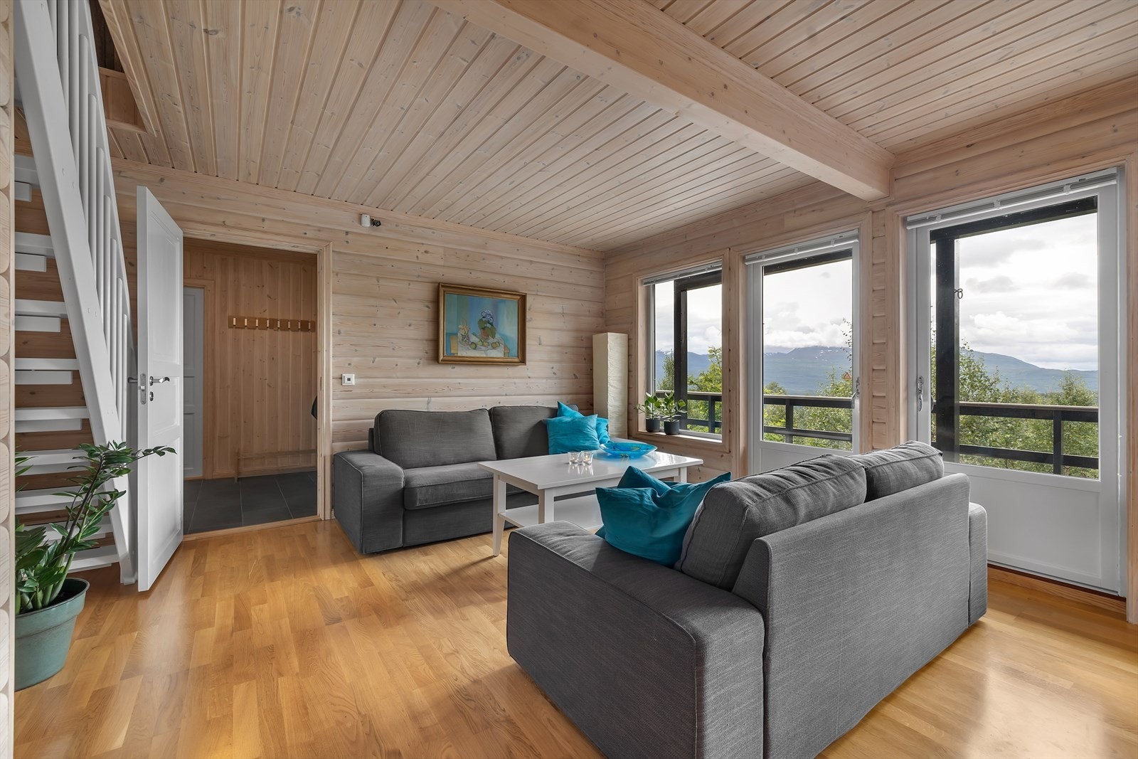 Utgang til det romslige utearealet fra stuen. Galleribilde