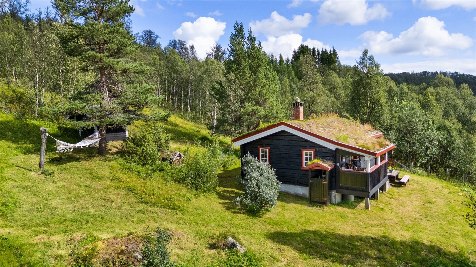 Utedusj på galvveggen på hytta. Galleribilde