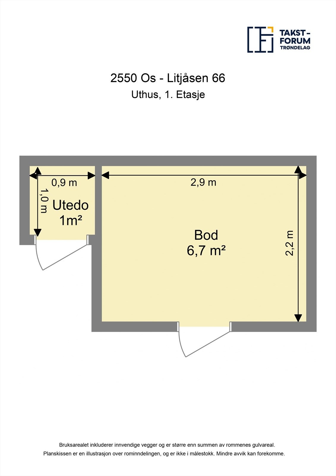 Planskisse uthus. Galleribilde