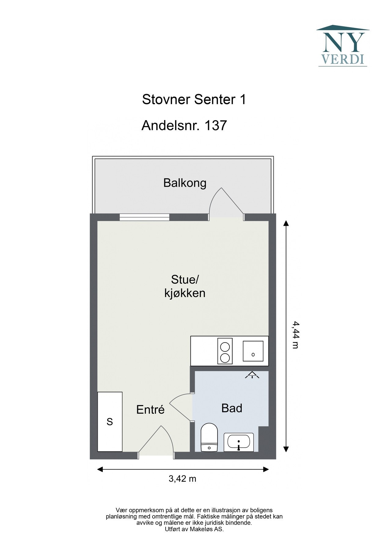 Plantegning med mål. Galleribilde